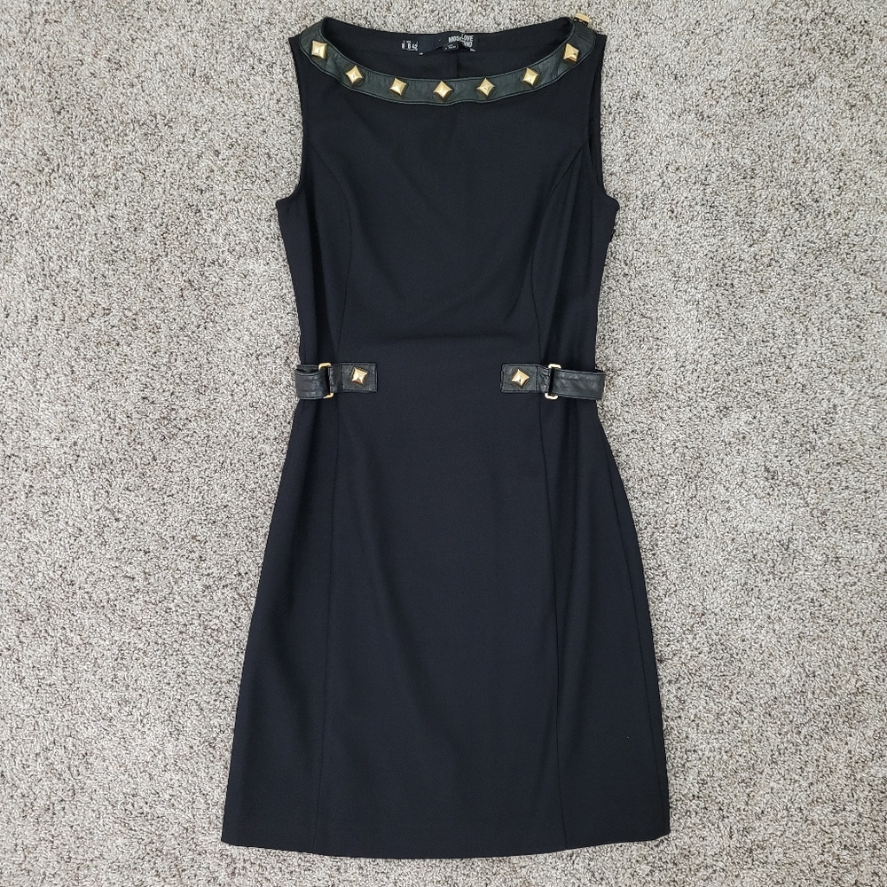 Love Moschino Wool Leather Studded Dress